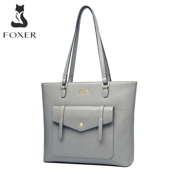 foxer commute женские ручки сумка спилка большой вместимости офис леди плечо сумки casual женский кошелек luxury travel tote
